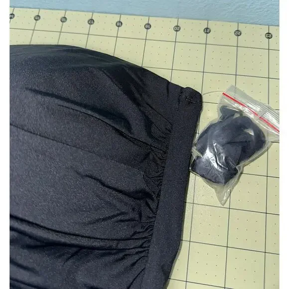 A.N.A A New Approach HALTER Shirred ONE-piece Swimdress BLACK Plus Size 24 NWOT - Picture 7 of 8